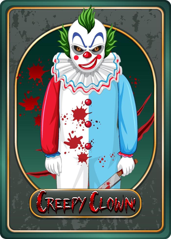 läskig clown karaktär spel kort mall vektor