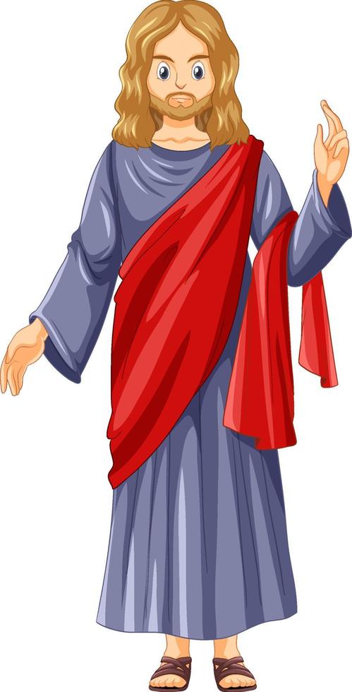 Jesus-Cartoon-Figur auf weißem Hintergrund vektor