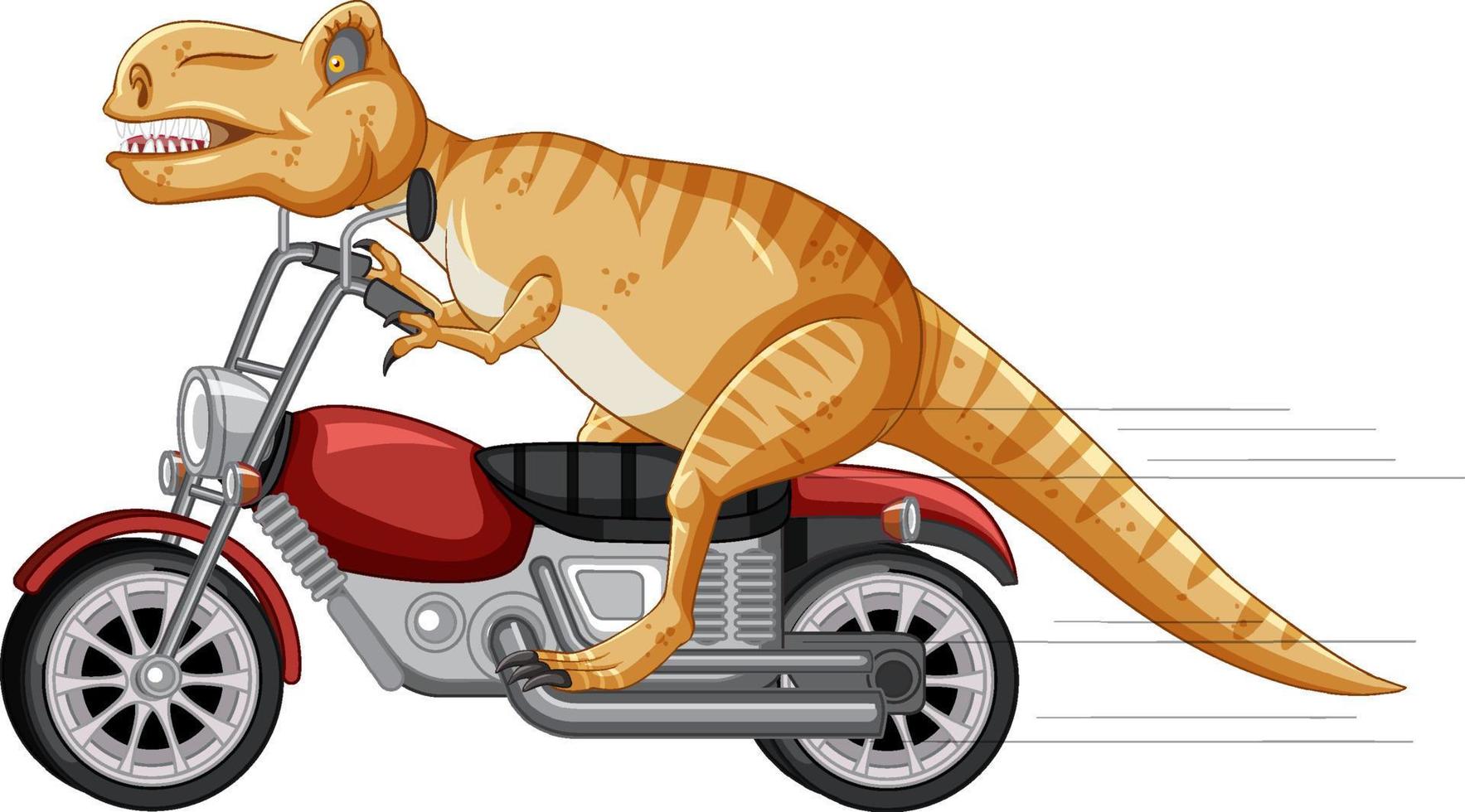 tyrannosaurus rex rider motorcykel i tecknad stil vektor