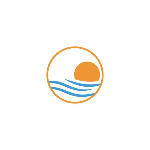 Strandsonnenunterganglogodesignvektor-Ikonenelement, Sonnenunterganglogokonzept vektor