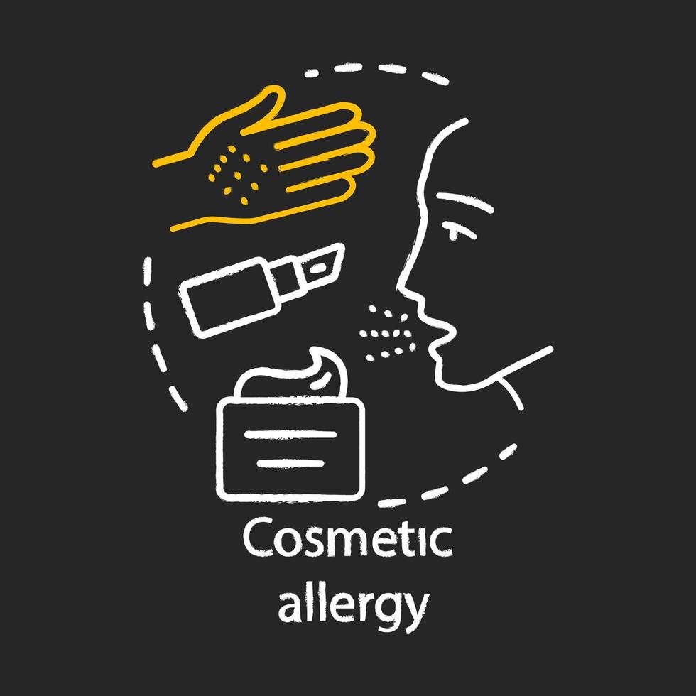 Symbol für das Konzept der kosmetischen Allergiekreide. allergische reaktion auf idee für schönheitsprodukte. Empfindlichkeit gegenüber Geschmacks- und Konservierungsstoffen in Make-up. vektor isolierte tafelillustration