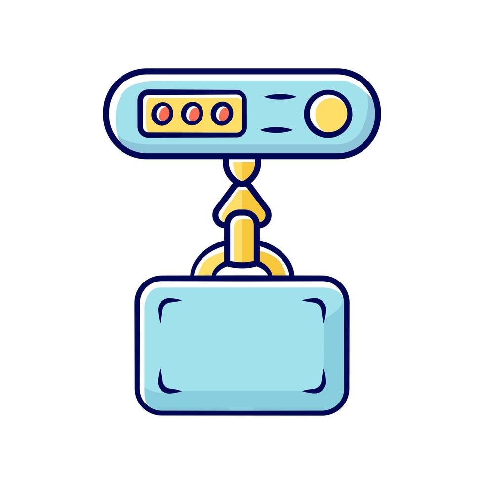 elektroniska bagage skala färgikon. vägningsresväska med digitala vikter. bagageviktsgräns avgift, böter. väska checkpoint. resor, resa utrustning, objekt. isolerade vektor illustration