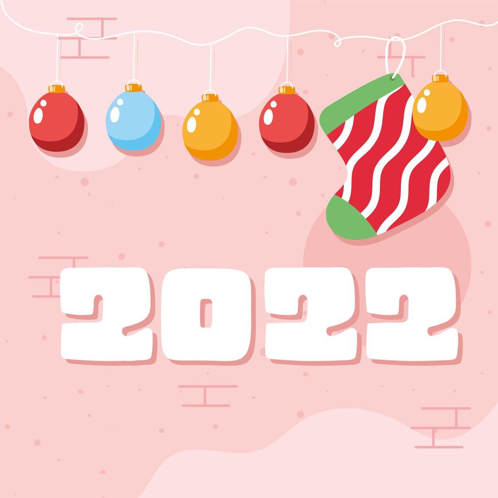 2022 Jahr mit Socke vektor