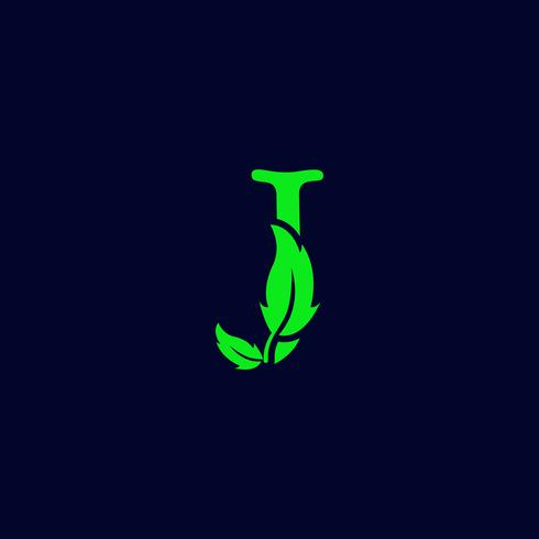 bokstav j blad natur, miljögrön logotyp mall vektor isolerad