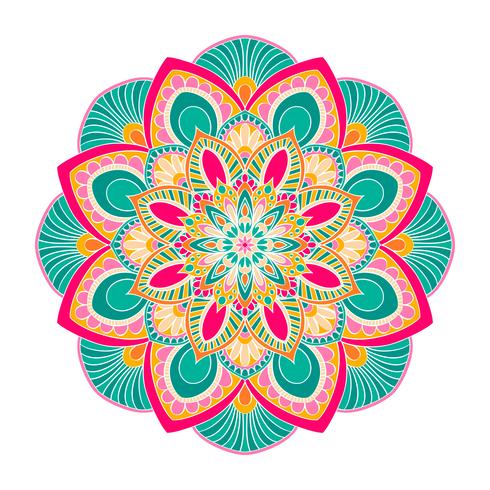 Vektor Mandala prydnad. Vintage dekorativa element. Orientaliskt runda mönster. Islam, arabiska, indiska, turkiska, pakistan, kinesiska, osmanska motiv. Handdragen blommig bakgrund.