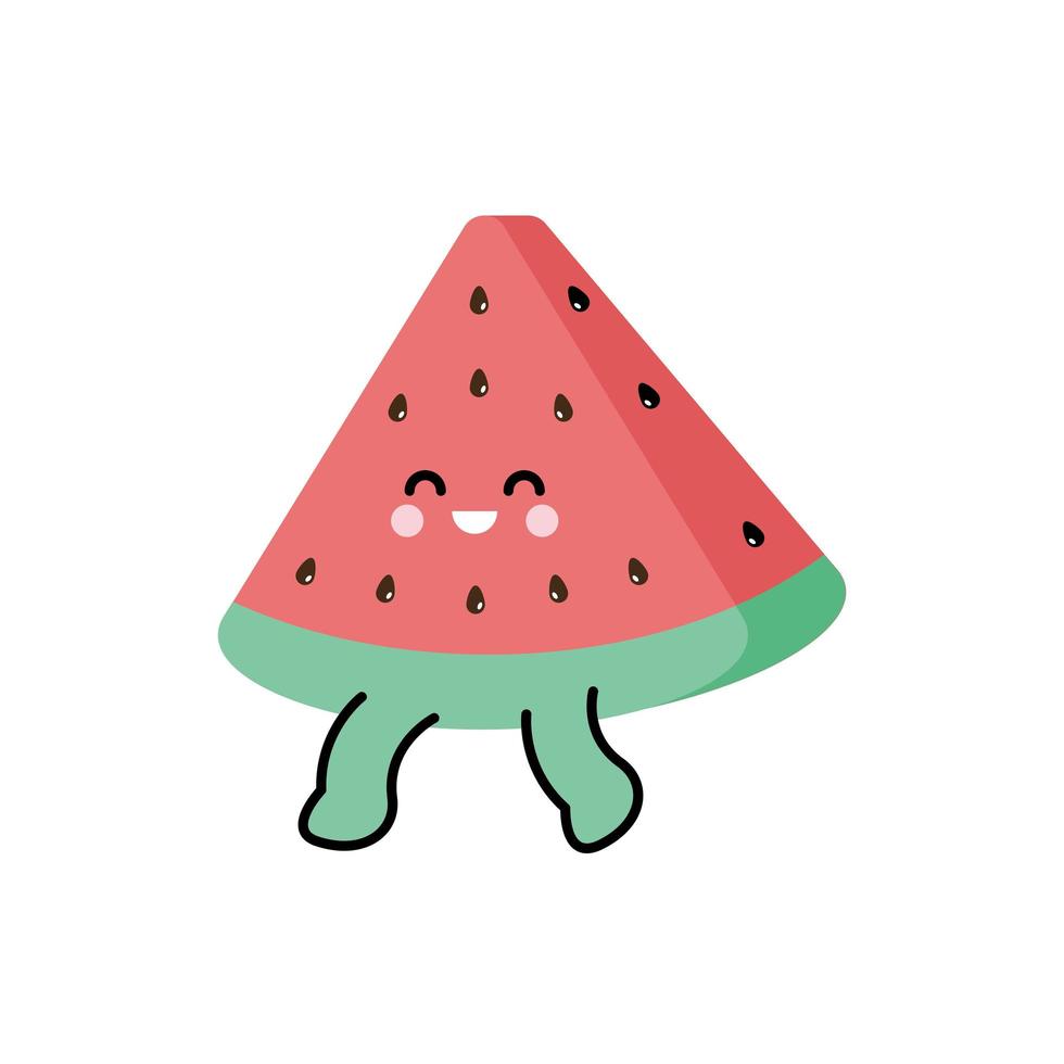 söt vattenmelon kawaii vektor