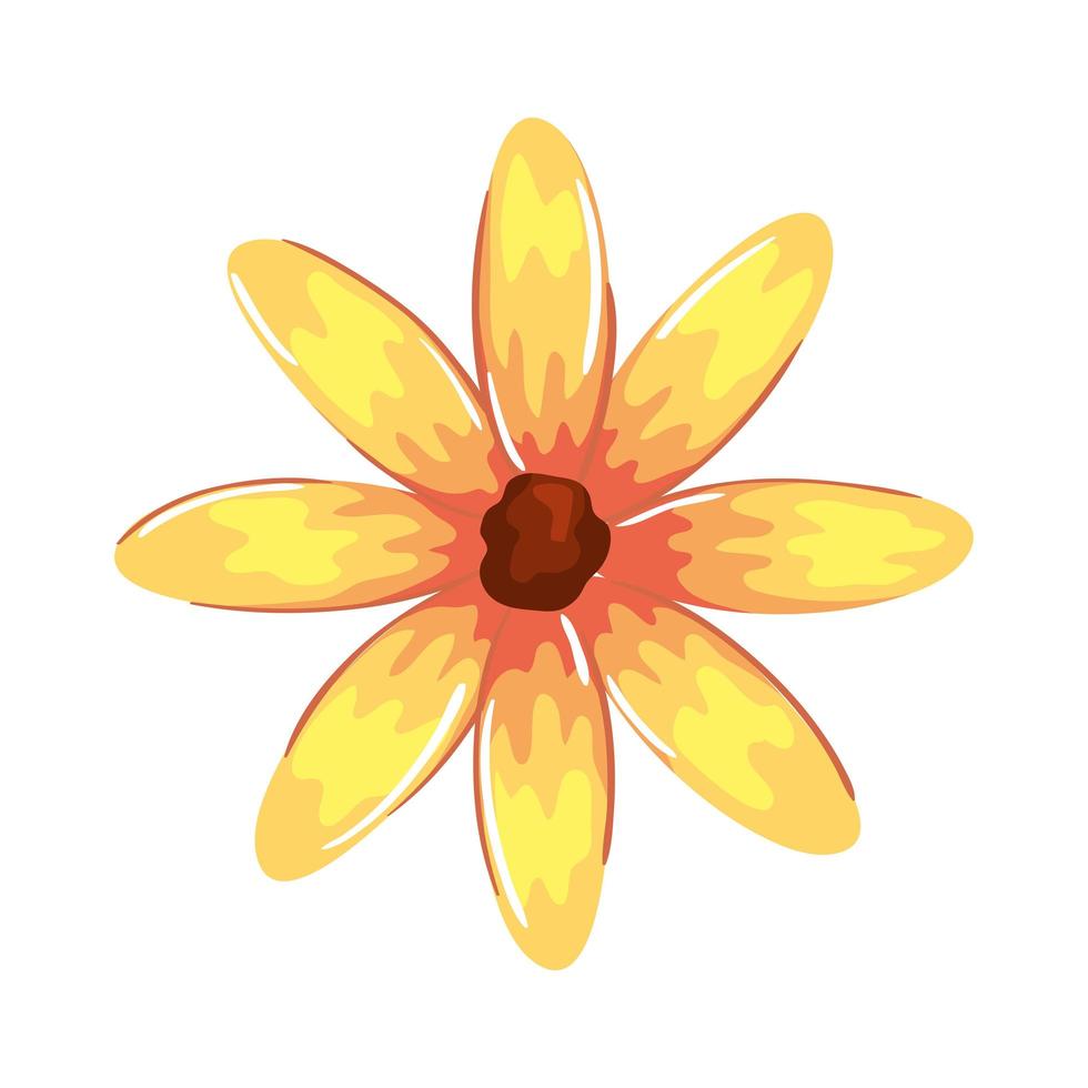 söt blomma gul vektor