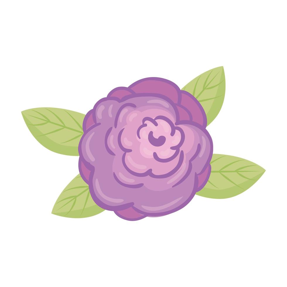 lila Blume mit Blattvektorentwurf vektor