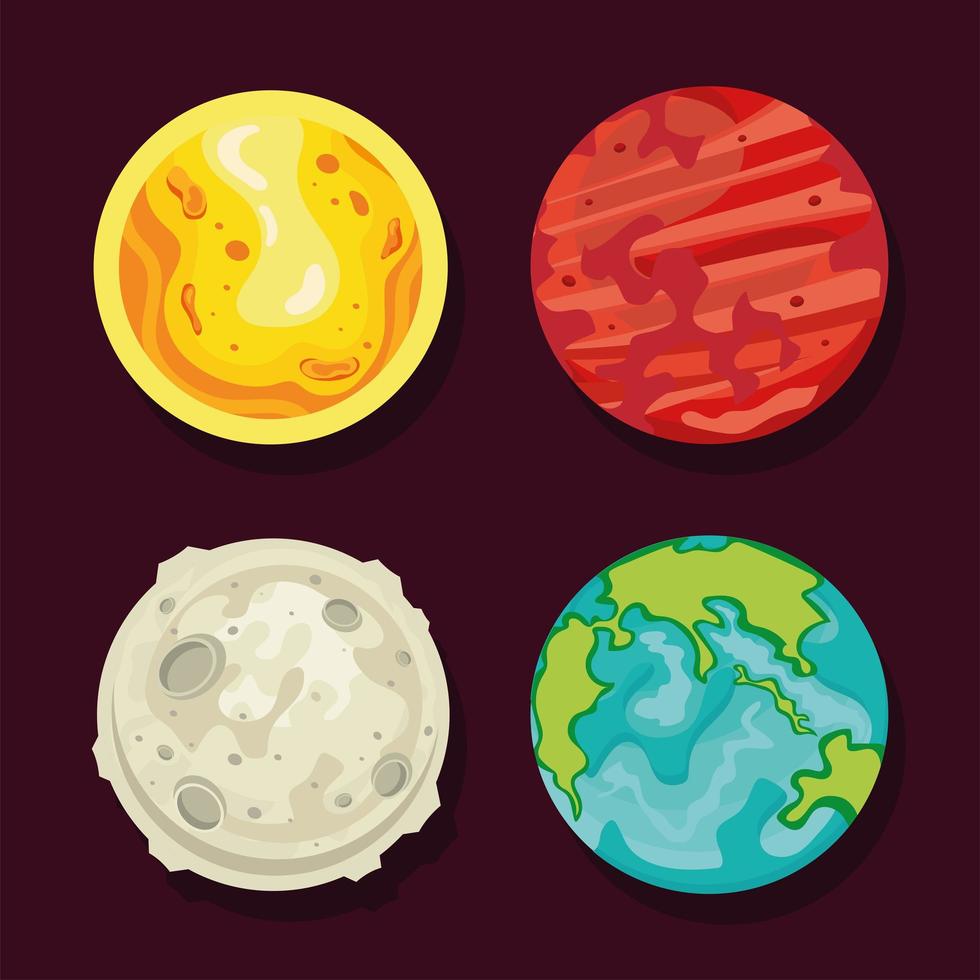 ikoner med planeter eller sfärer vektor