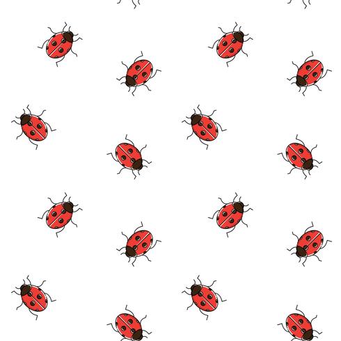 Ladybug sömlöst mönster. Nyckelpiga repeterande bakgrund för tapeter, omslag vektor