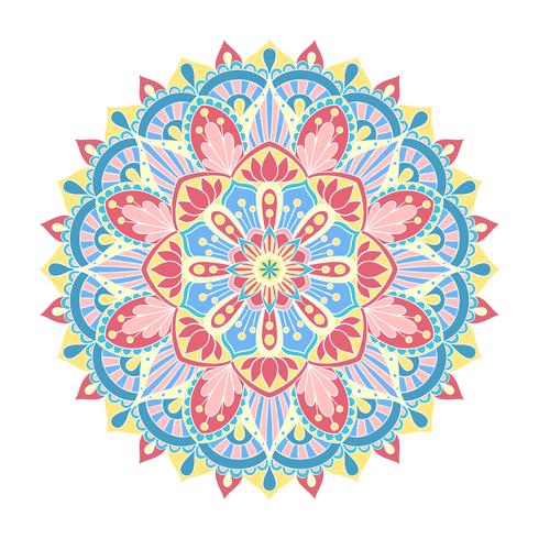 Vektor Mandala prydnad. Vintage dekorativa element. Orientaliskt runda mönster. Islam, arabiska, indiska, turkiska, pakistan, kinesiska, osmanska motiv. Handdragen blommig bakgrund.