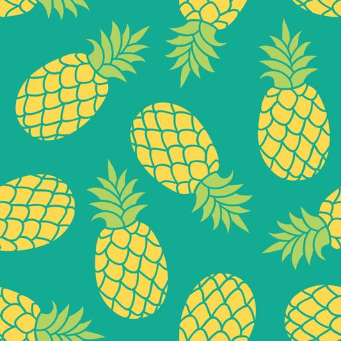 Ananas vektor bakgrund. Sommarfärgat tropiskt textiltryck.