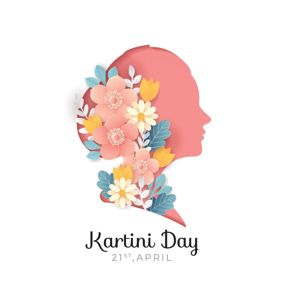 kartini dag illustration med klippt papper stil vektor