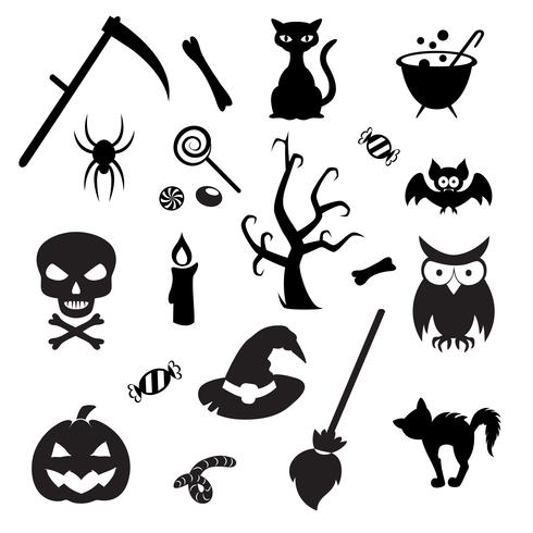 Set av Halloween-element. Samling av vektorikonen för Halloween design. vektor