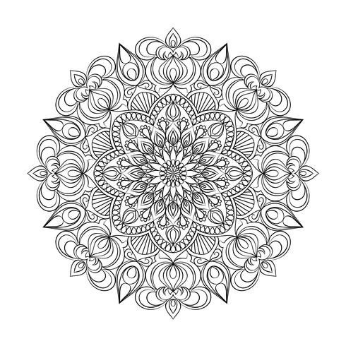 Vektor Mandala Verzierung. Vintage dekorative Elemente. Orientalisches rundes Muster. Islamische, arabische, indische, türkische, pakistanische, chinesische, osmanische Motive. Hand gezeichneter Blumenhintergrund.