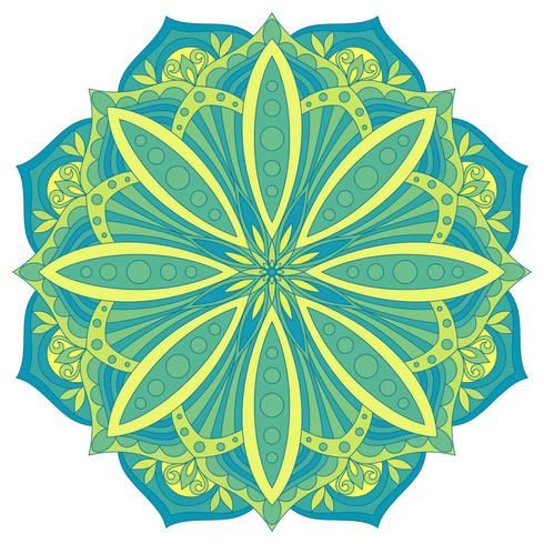 Etniskt dekorativt designelement. Färgglada vektor mandala symbol. Rund abstrakt blommig prydnad.
