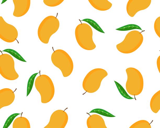 Nahtloses Muster der reifen Mango lokalisierte weißen Hintergrund - Vector Illustration