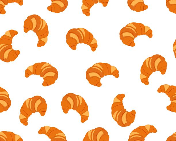 Seamless mönster av croissant isolerad vit bakgrund - Vektor illustration