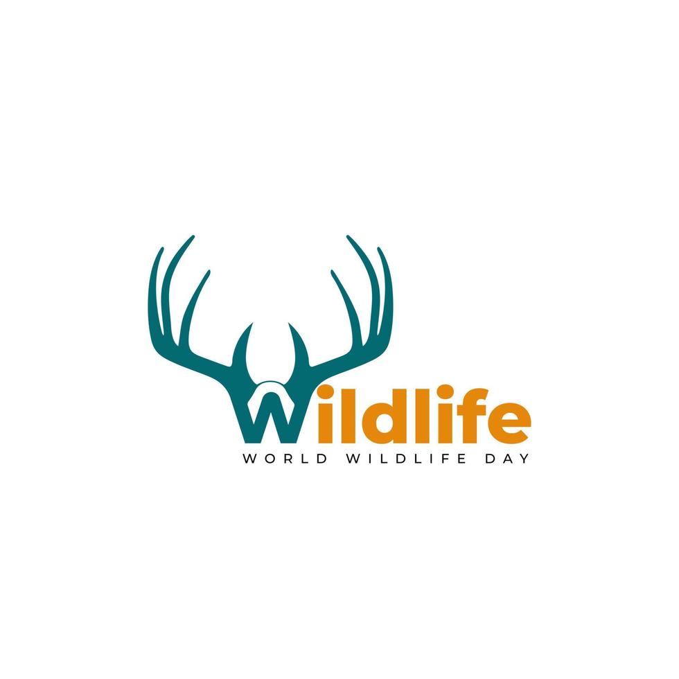 Hirschgeweih Symboldesign. gute Vorlage für das Design des Welttages der wild lebenden Tiere. vektor