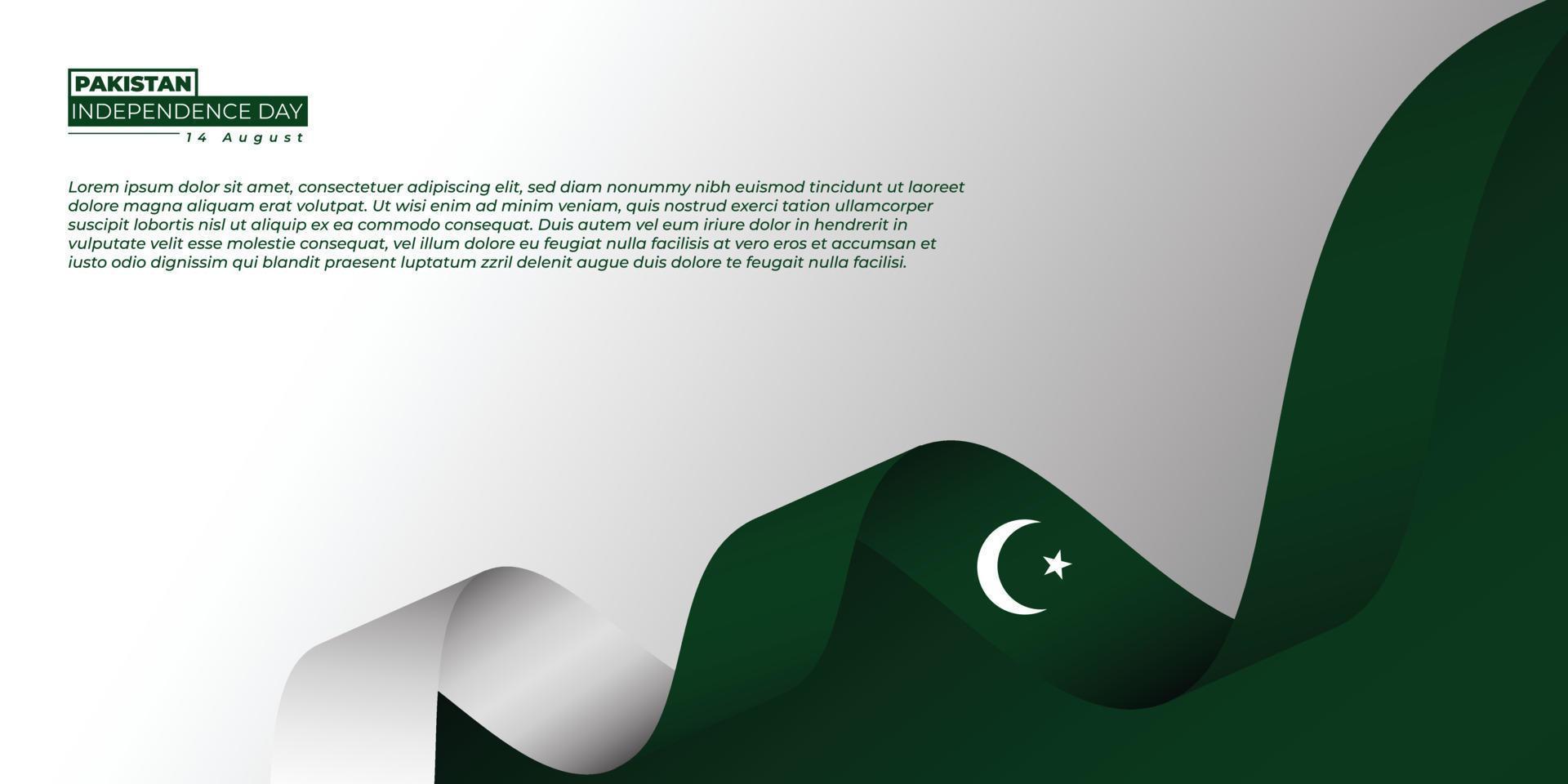 Pakistan-Unabhängigkeitstag-Design mit fliegender Pakistan-Flagge. vektor