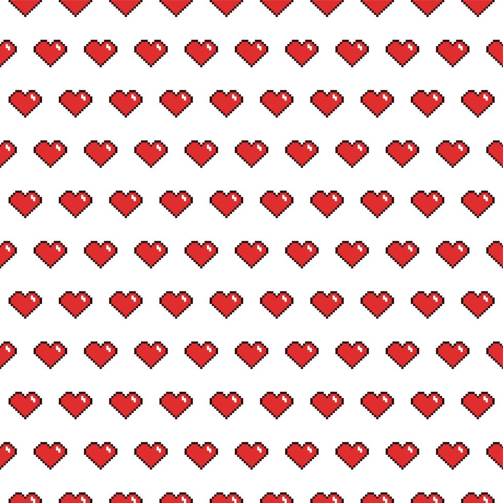 Vektor nahtlose Muster von Herzen. Pixelhintergrund. Liebe. Valentinstag.