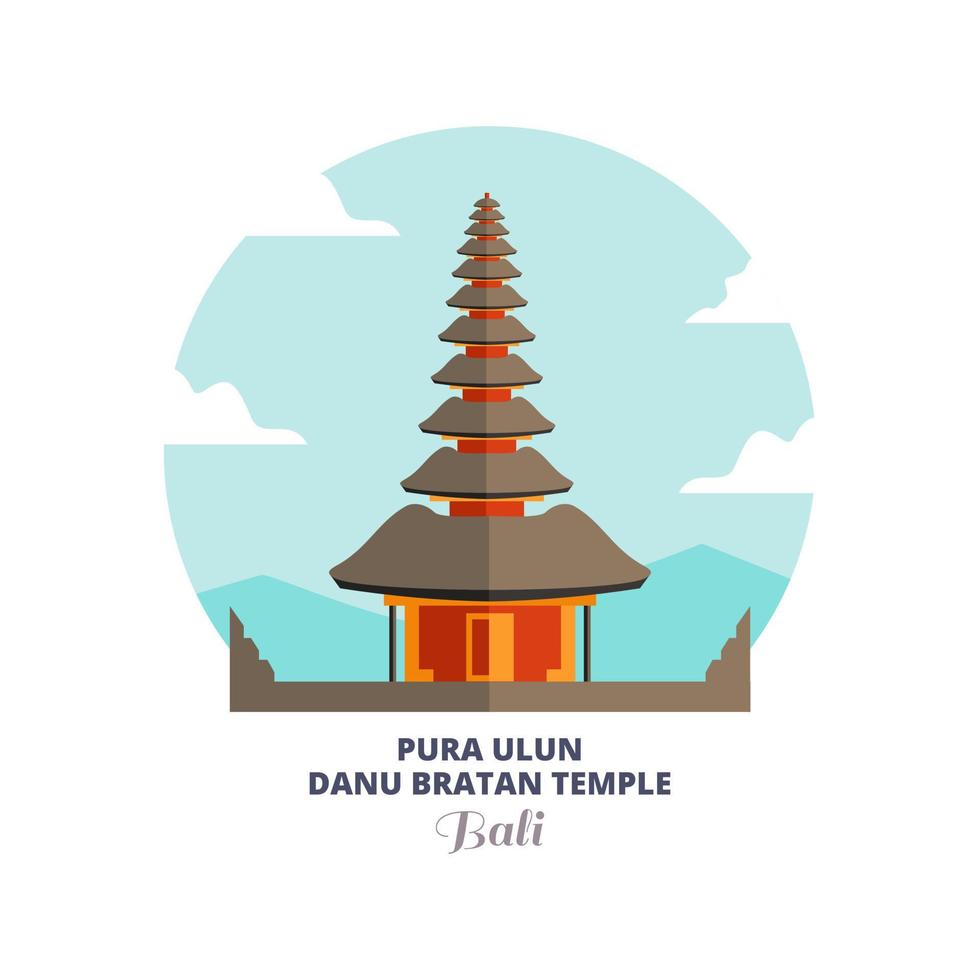 pura ulun danu brata tempel balinesiska landmärke Indonesien resor vektorillustration vektor