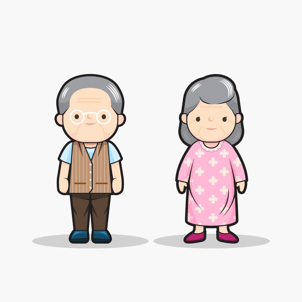 senior man och kvinnor kawaii design vektor