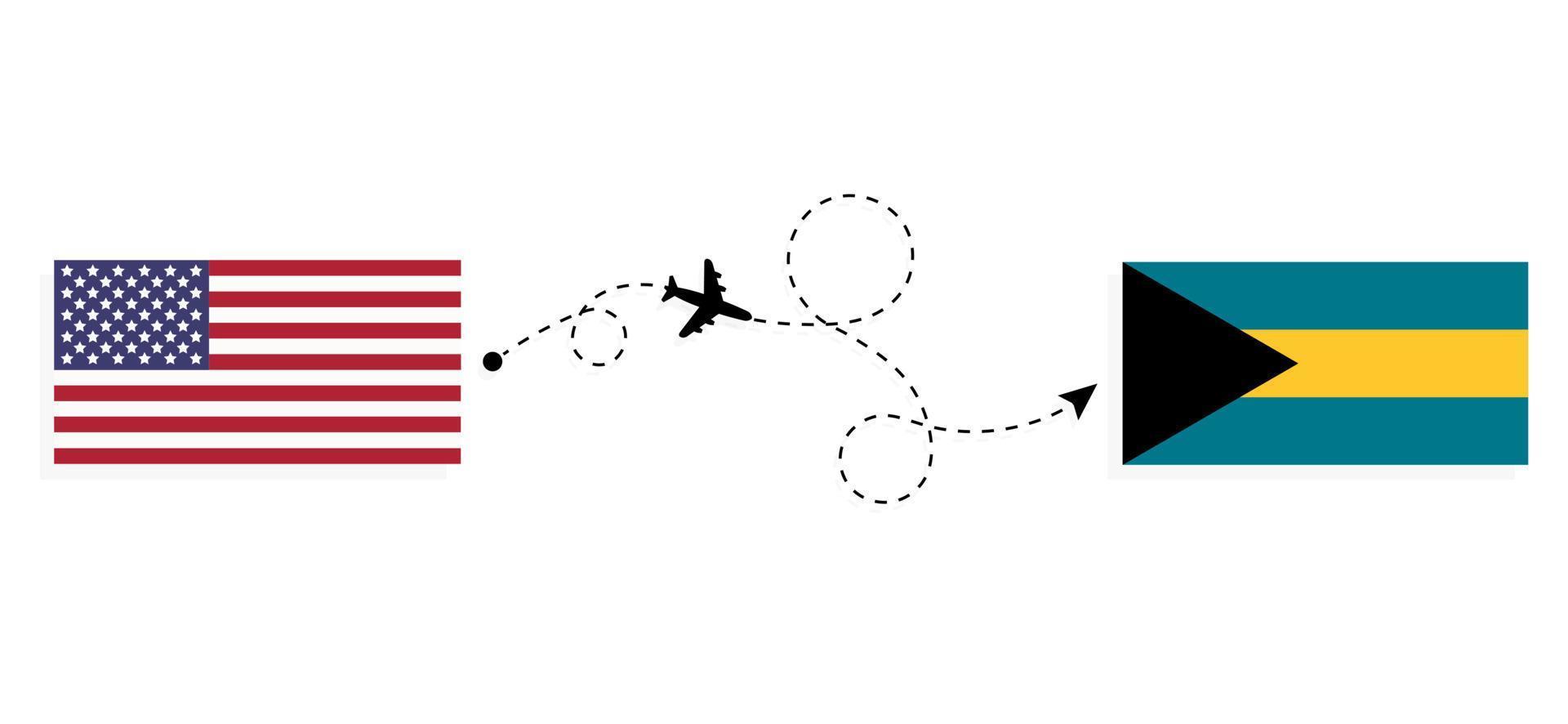 flug und reise von den usa nach bahamas mit dem reisekonzept des passagierflugzeugs vektor