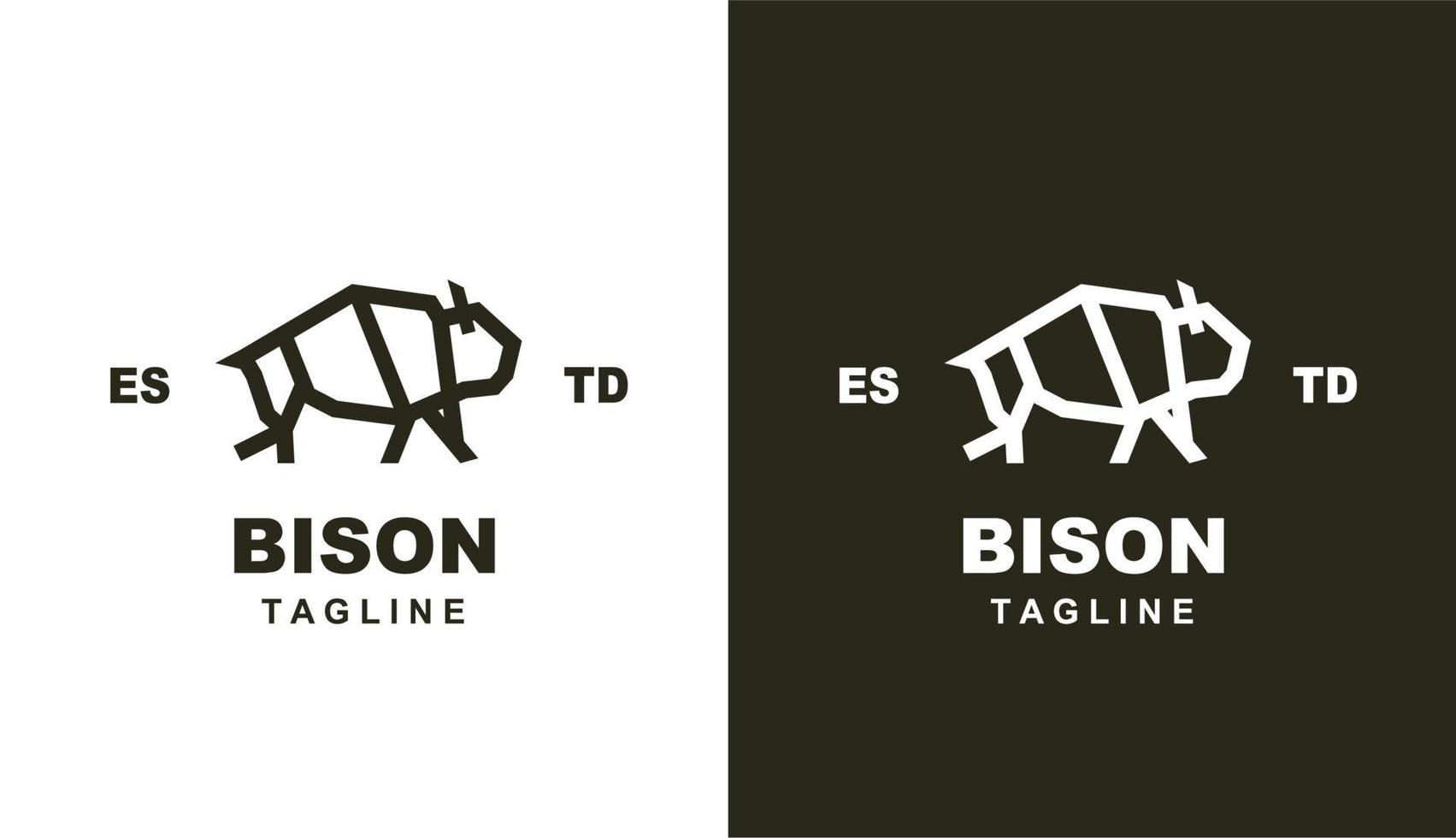 bison geometris monoline retro. Stier einfach für Logo für Marke und Unternehmen vektor