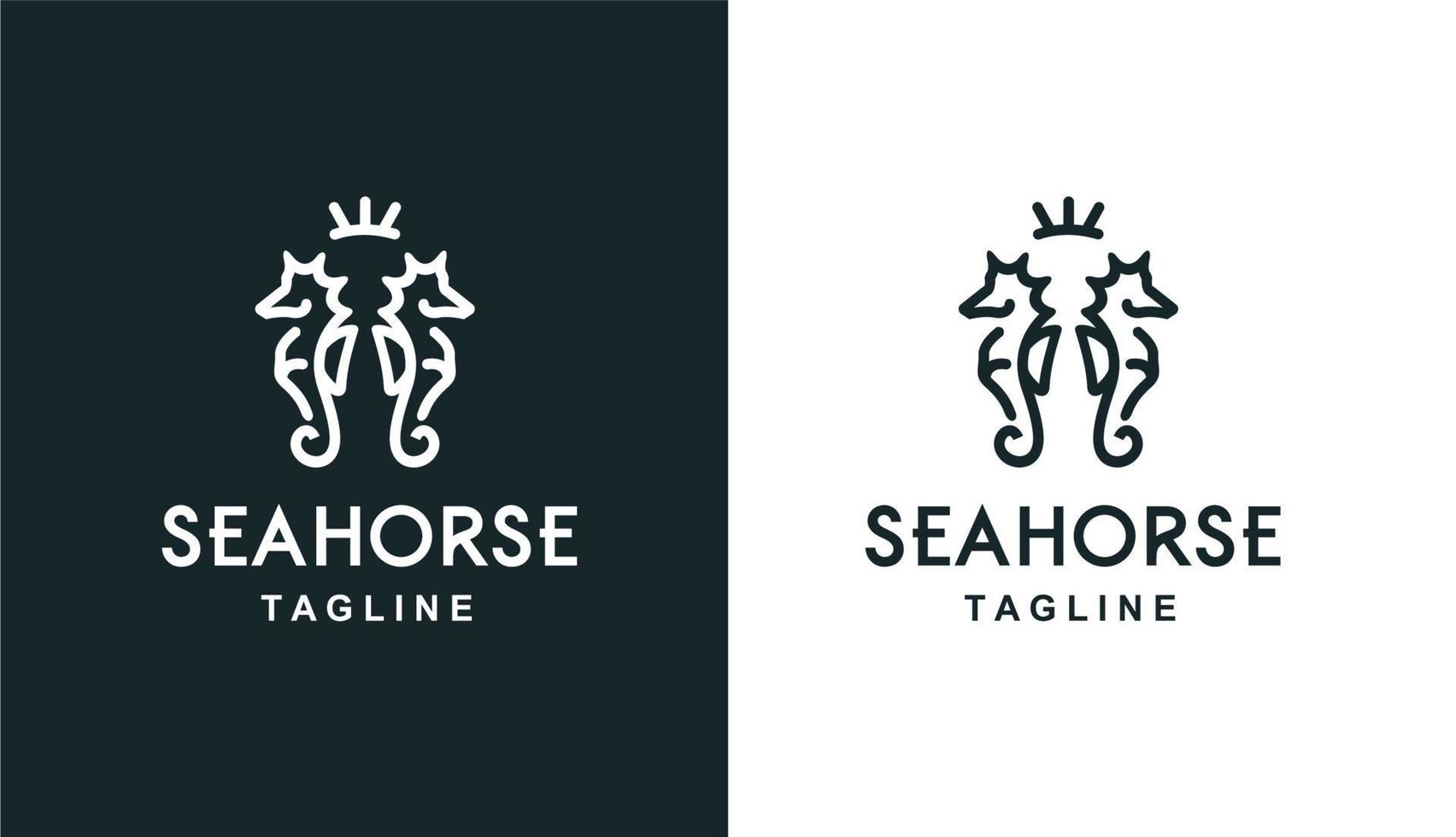 seahorse minimalis line art och sunrise logotyp för vintage varumärke och företag vektor