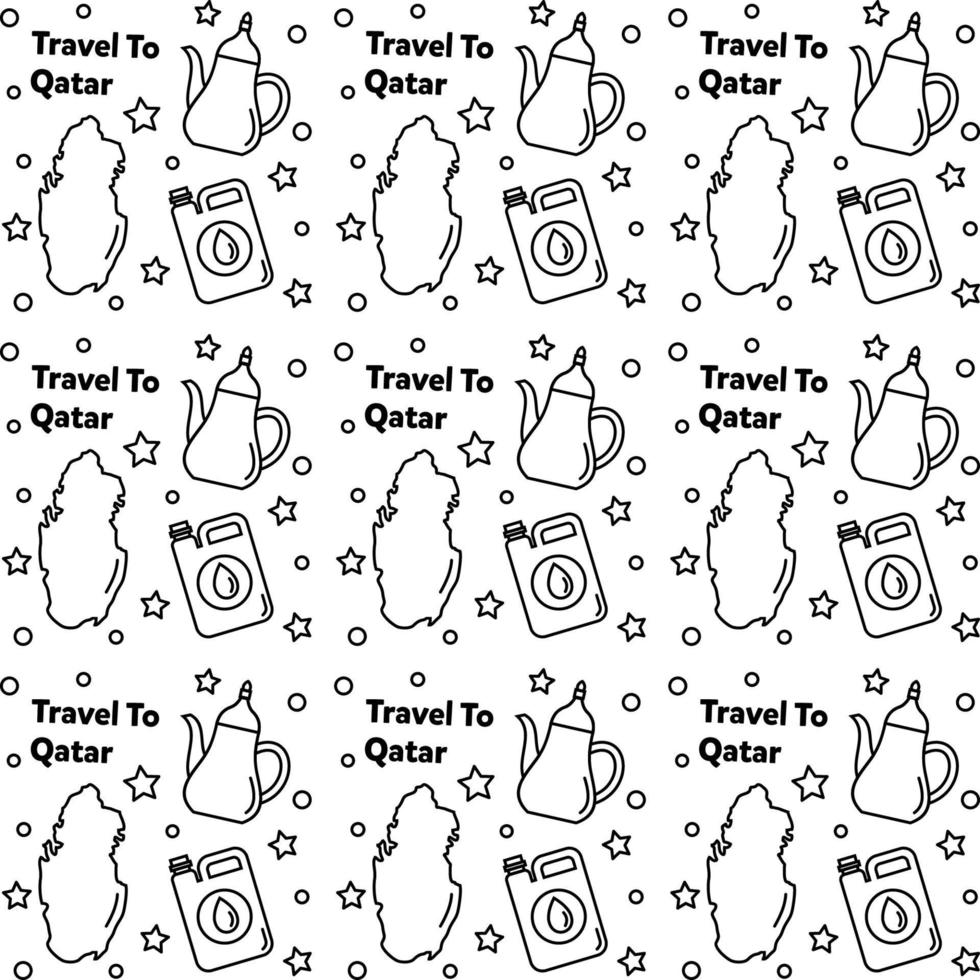 resa till Qatar doodle sömlösa mönster vektor design.