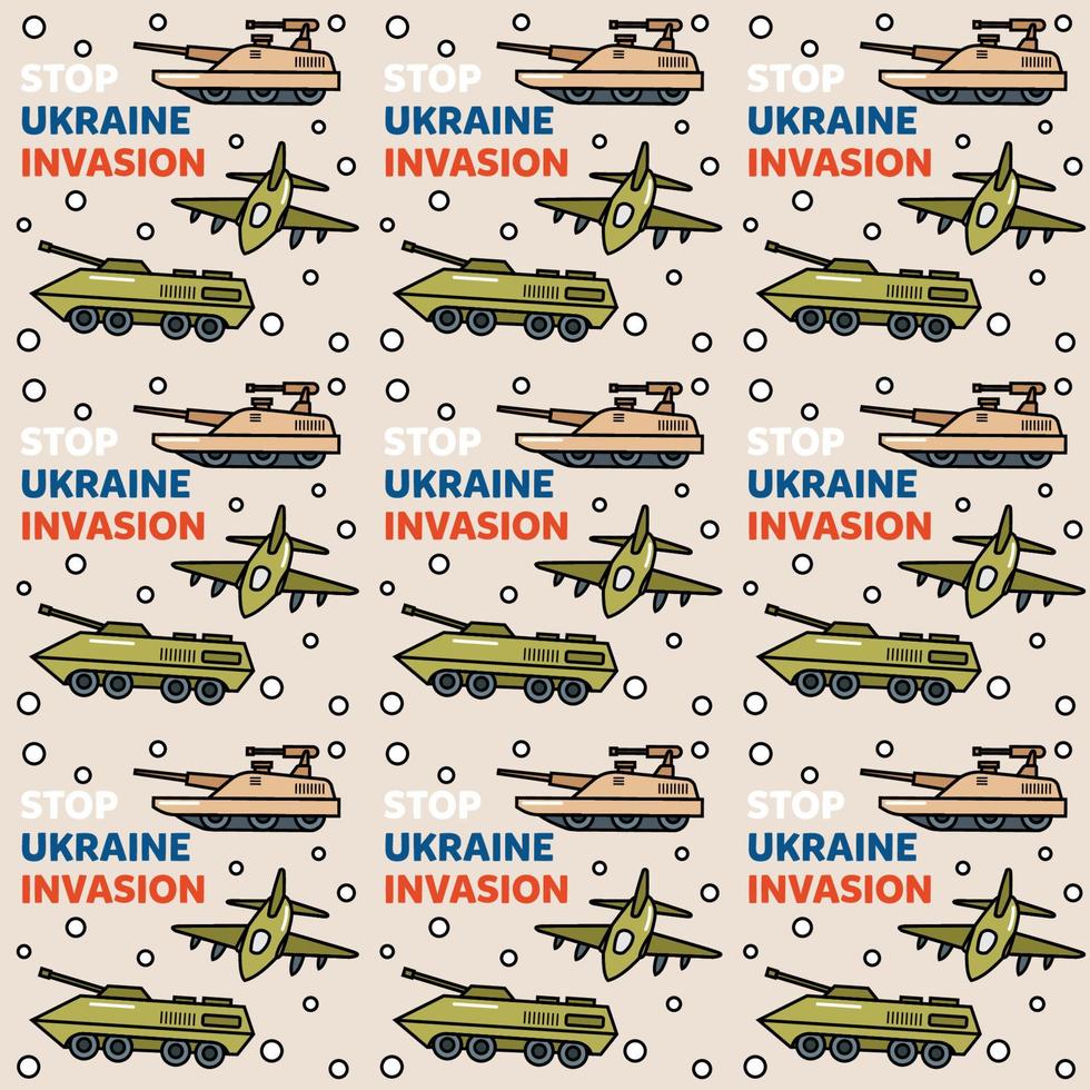 stoppa ukrainska invasionen doodle seemless mönster vektor designillustration
