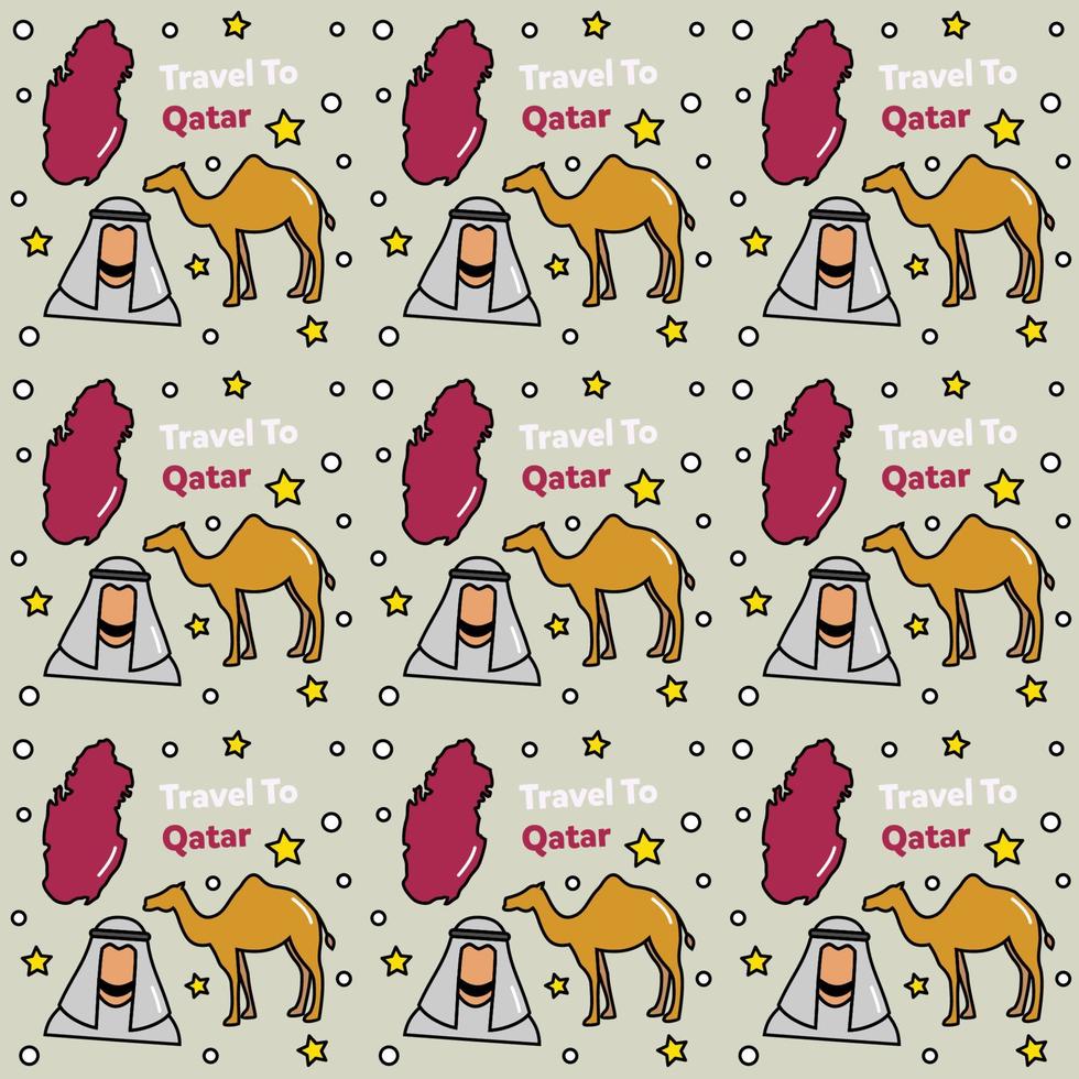 resa till Qatar doodle sömlösa mönster vektor design.