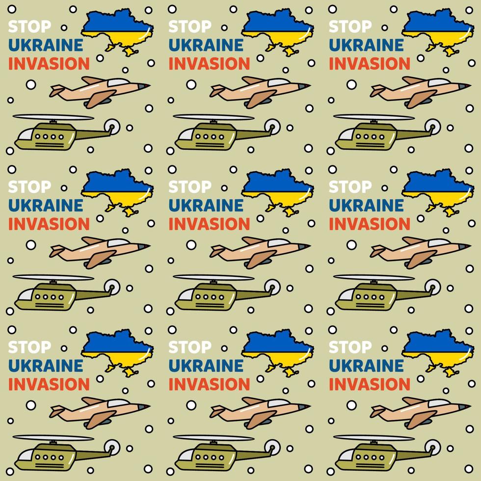 Stoppen Sie die Ukraine-Invasion Doodle nahtlose Muster-Vektor-Design-Illustration vektor