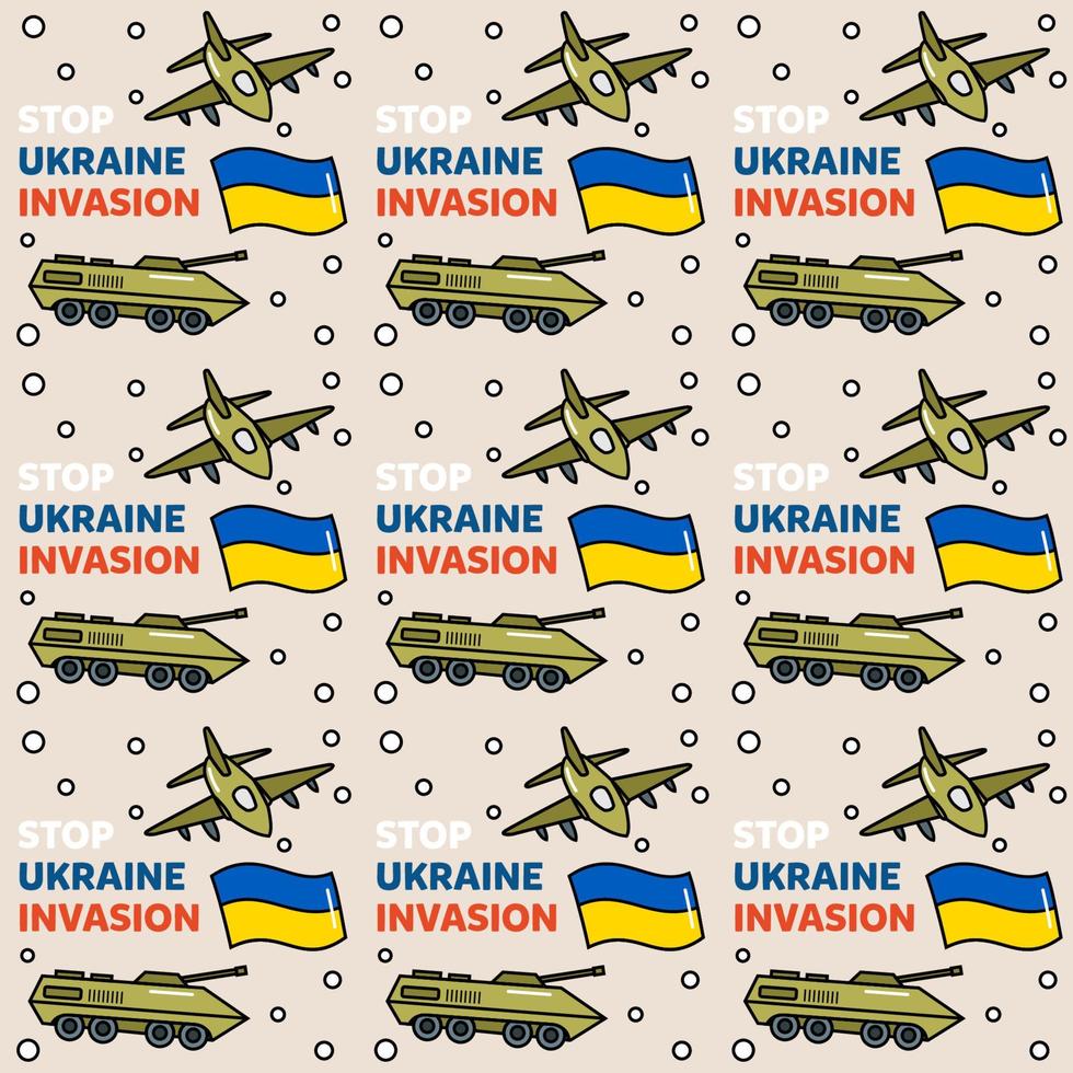 stoppa ukrainska invasionen doodle seemless mönster vektor designillustration