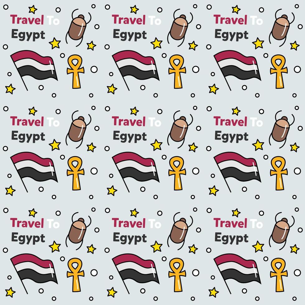 resa till Egypten doodle sömlösa mönster vektordesign vektor