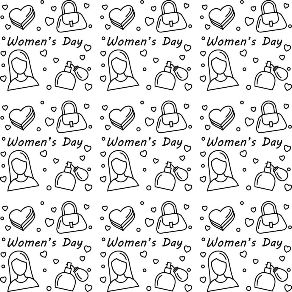 kvinnors dag doodle sömlösa mönster vektordesign vektor