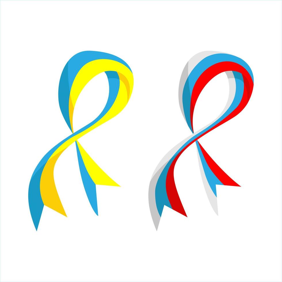 vektor illustration. ukrainska och ryska flaggan stripe band på vit bakgrund.
