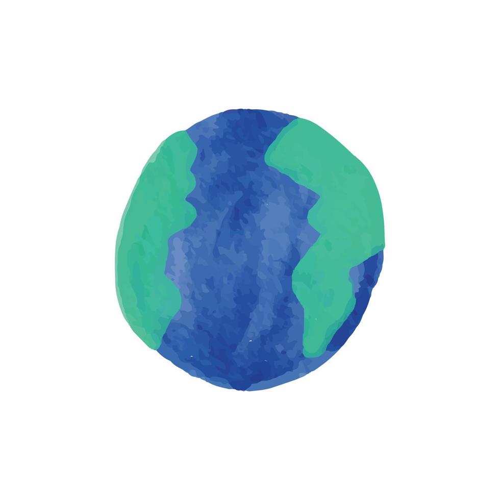 planet jorden ikonen akvarell illustration vektor