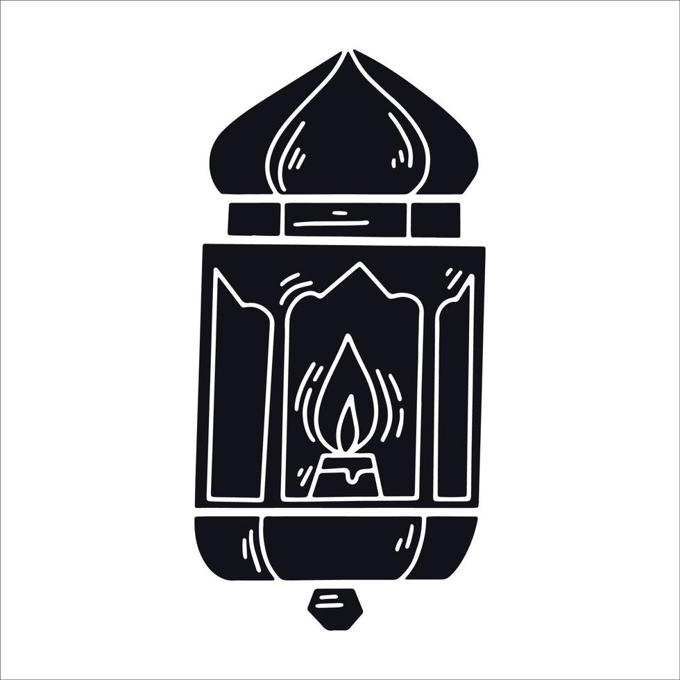 arabisk lykta svart glyph doodle ikon illustration vektor