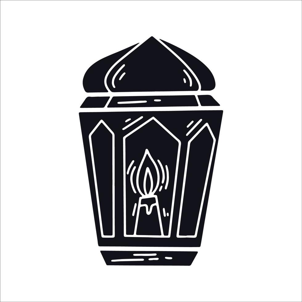 arabisk lampa svart glyph doodle ikon illustration vektor