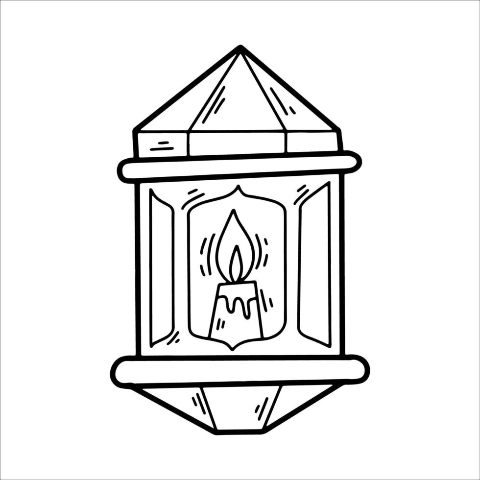 arabisk lampa svart doodle ikon illustration vektor