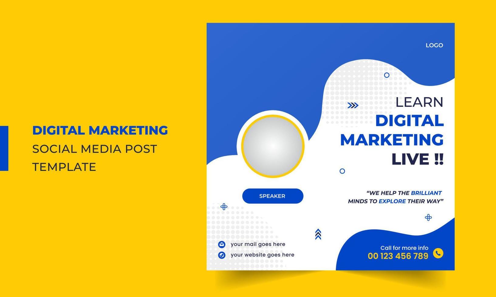 digitales Marketing Live-Webinar Social Media Post Design vektor