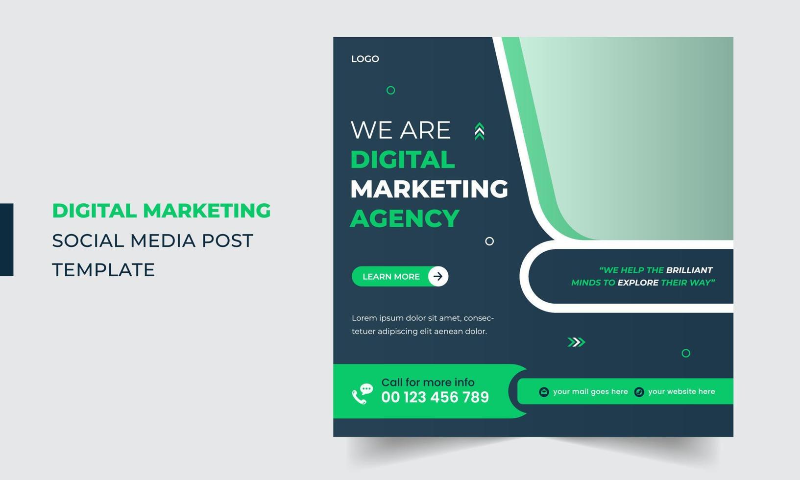 Agentur für digitales Marketing oder Corporate Social Media Post Design vektor