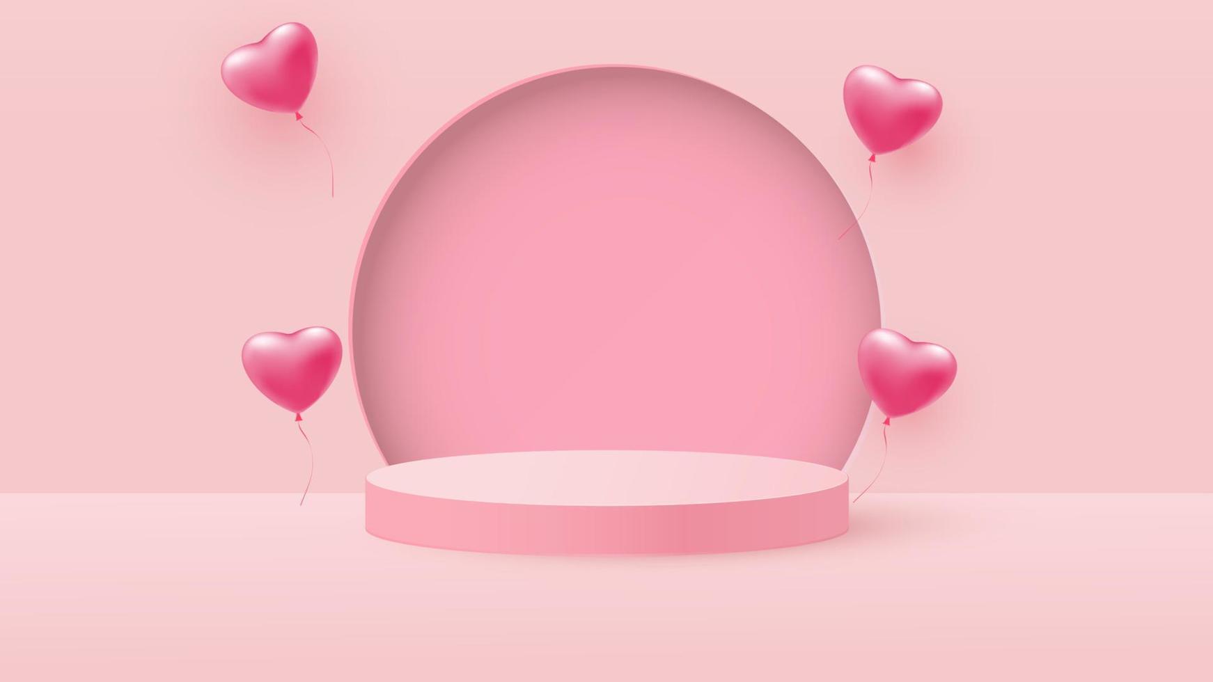 3D-rendering av rosa kärlek valentine pastell scener bakgrund eller textur. ljusa pastellfärgade podie- eller piedestalbakgrunder. vektor illustration