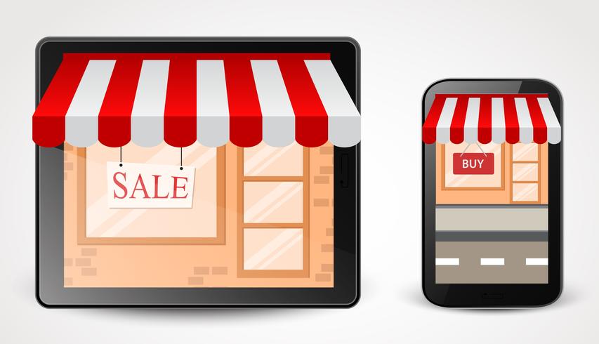 Online-Shop-Shopping-Konzept auf Smartphone vektor