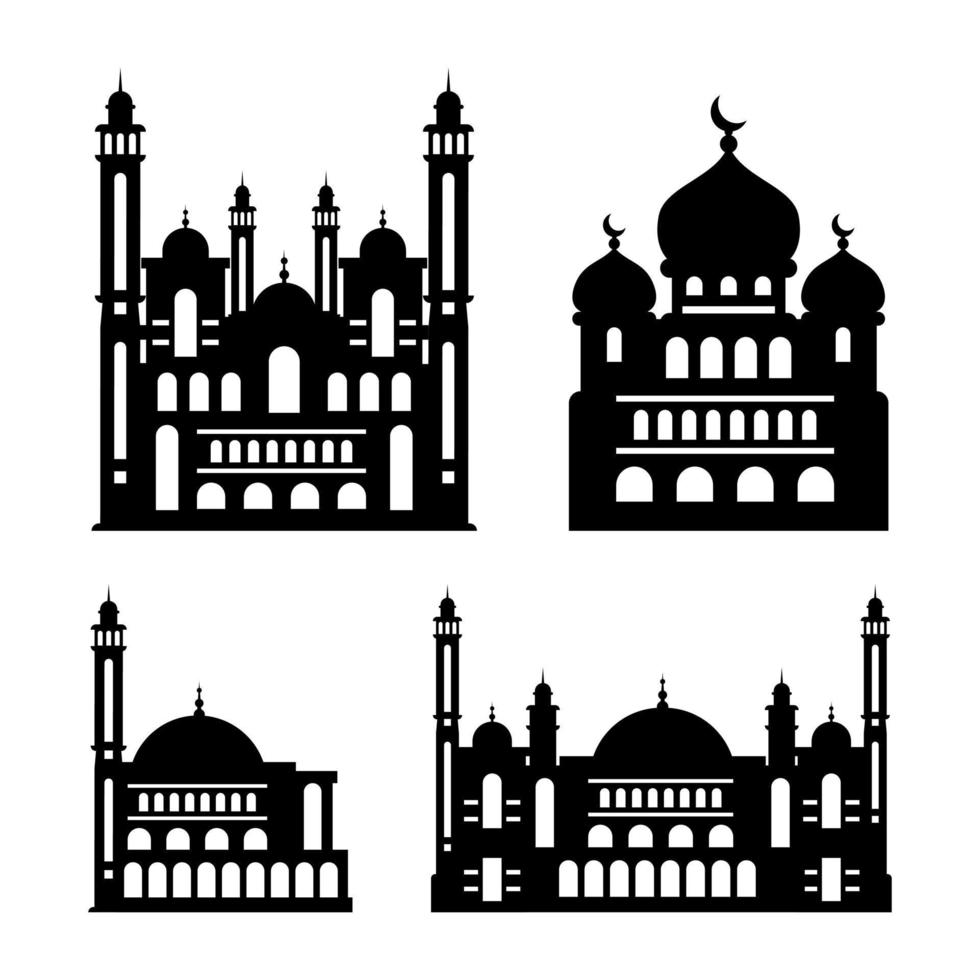 Moschee-Vektor-Symbol. einfacher Illustrationssatz der Silhouette der muslimischen Moschee vektor