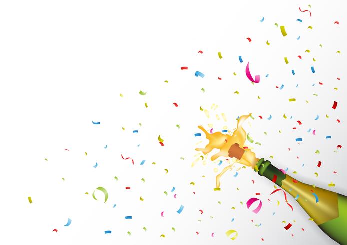 Champion firande med champagne explosion och konfetti vektor