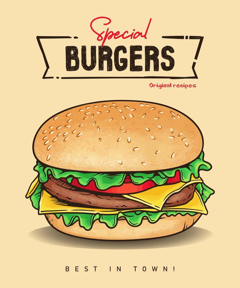 spezielle Burger-Vektorillustration für Fast-Food-Restaurant vektor