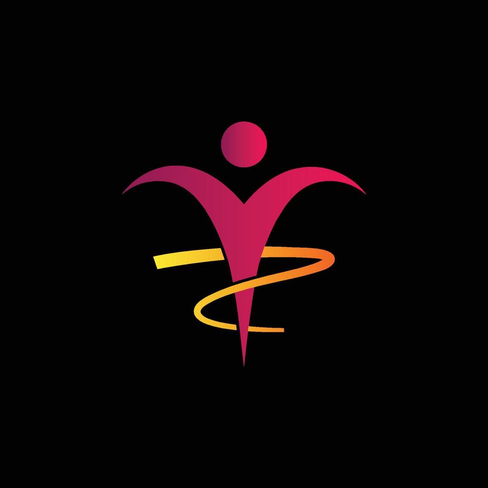 kreativer glücklicher springender Mann Wellness-Körper-Logo-Vektor vektor